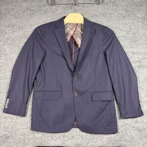 Allen Edmonds Men BC06 Blazer Jacket 42R Navy Blue Super 100 Wool Lycra USA GUC